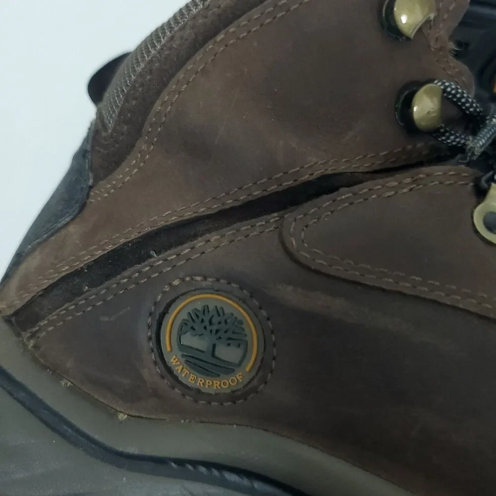 Timberland White Ledge Mid Hiking Boots Men's Brown Leather Waterproof - 8.5